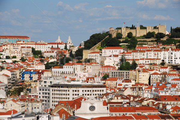 Lisbon cityscape with Sao Jorge Castle Stock photo © luissantos84