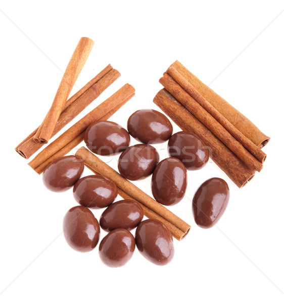 Chocolate almonds and cinnamon sticks Stock photo © luissantos84