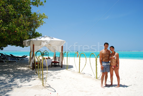 Pár próba házas trópusi sziget gyönyörű fotó Stock fotó © luissantos84