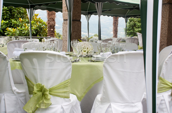 Bruiloft tabel prachtig stoel fine dining buitenshuis Stockfoto © luissantos84