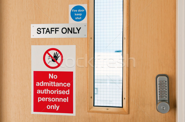 Staff only signs at laboratory Stock photo © luissantos84