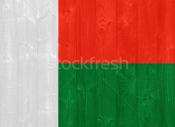 Madagascar vlag prachtig geschilderd hout plank Stockfoto © luissantos84
