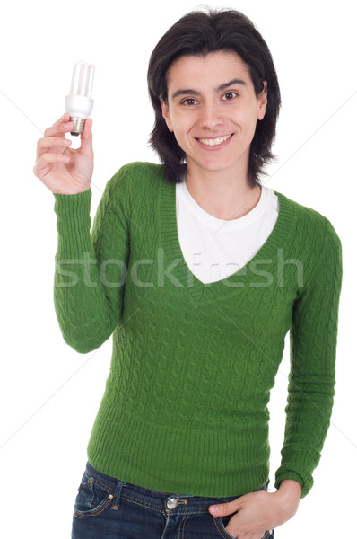 Woman holding lightbulb Stock photo © luissantos84