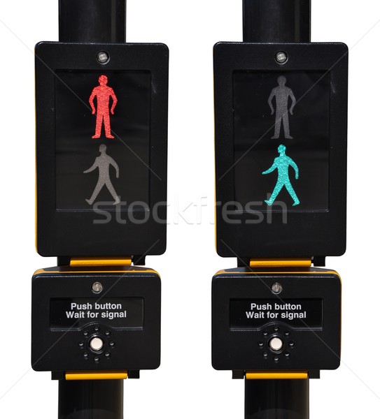 Gyalogos közlekedési lámpa piros zöld séta felirat Stock fotó © luissantos84