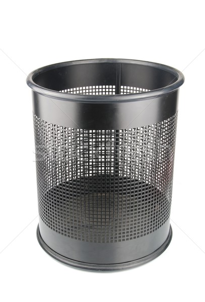 Stock photo: Black garbage bin 