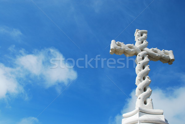 Krzyż chmury Błękitne niebo piękna antyczne niebo Zdjęcia stock © luissantos84