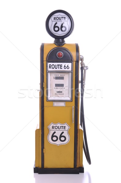 Antiken Kraftstoffpumpe kopieren gelb Jahrgang Route 66 Stock foto © luissantos84