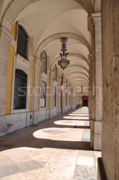 Commerce square arcades in Lisbon Stock photo © luissantos84
