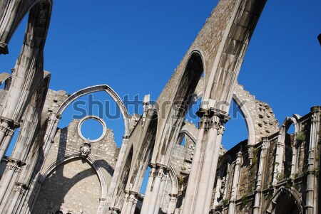 Stock fotó: Templom · romok · Lisszabon · Portugália · híres · földrengés