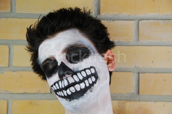Omhoog carnaval portret griezelig skelet Stockfoto © luissantos84