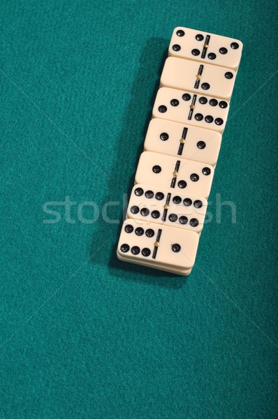 Stockfoto: Domino · stukken · groene · doek · achtergrond · groep