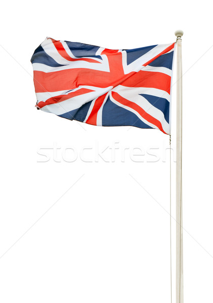 Stockfoto: Brits · union · jack · vlag · paal · geïsoleerd