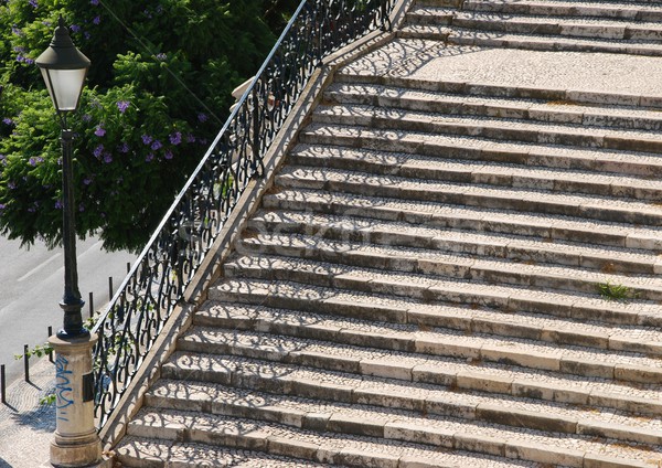 Vintage stairway with traditional lamp post Stock photo © luissantos84
