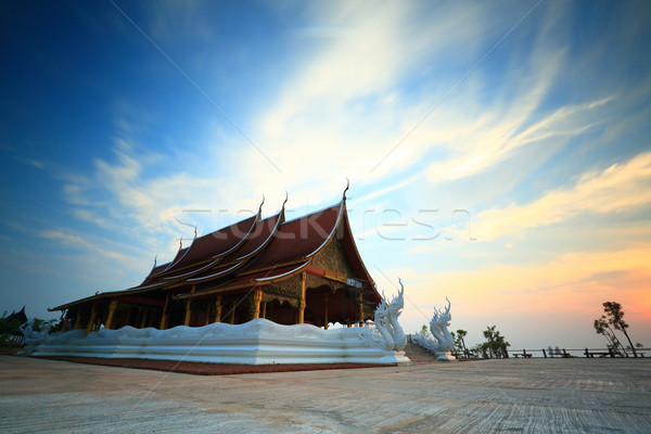 Templom naplemente utazás istentisztelet építészet Buddha Stock fotó © lukchai