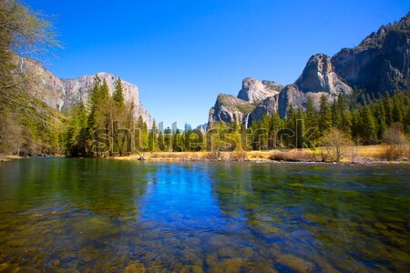 Yosemite Merced River el Capitan and Half Dome Stock photo © lunamarina