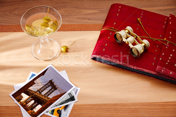 white vermouth cocktail with traveler NY photos Stock photo © lunamarina