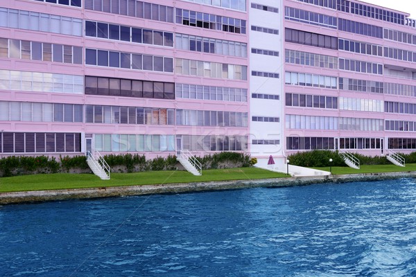 Florida Pompano Beach pink building in waterway Stock photo © lunamarina