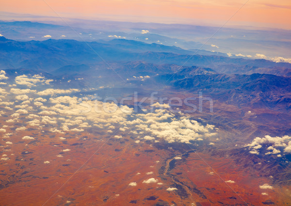 Widok z lotu ptaka Maroko atlas Afryki słońce wygaśnięcia Zdjęcia stock © lunamarina