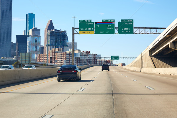 Houston Texas centrum znak drogowy USA samochodu Zdjęcia stock © lunamarina