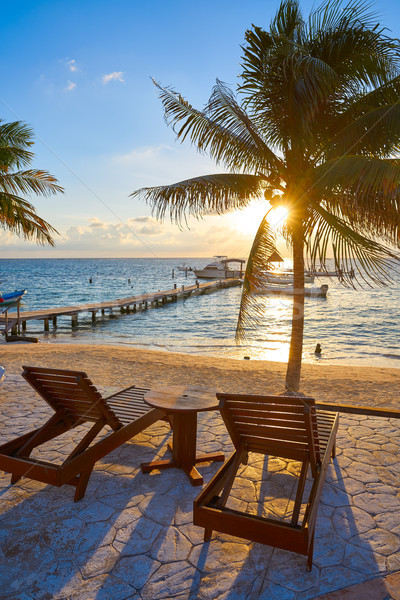 Riviera Maya sunrise beach hammocks Stock photo © lunamarina