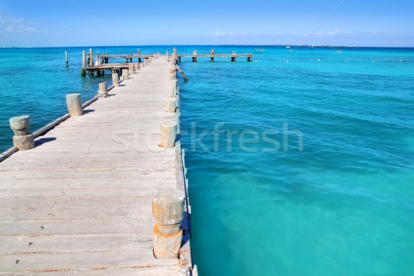 Cancun drewna molo tropikalnych Karaibów morza Zdjęcia stock © lunamarina