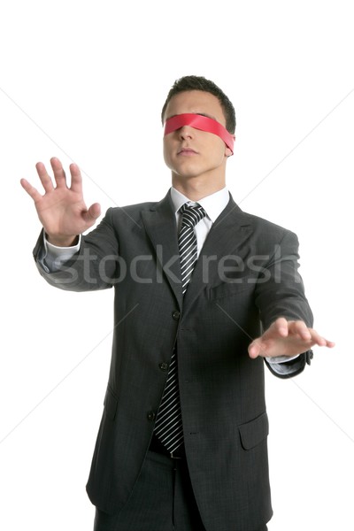 Red tape blindfold businessman isolated Stock photo © lunamarina