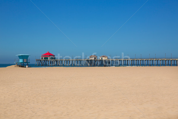 Huntington beach Pier Surf City USA with lifeguard tower Stock photo © lunamarina