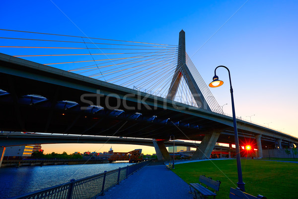 Boston ponte pôr do sol Massachusetts colina EUA Foto stock © lunamarina