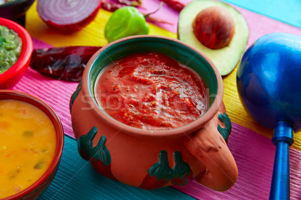 Mexican red sauce with tomato and chili  Stock photo © lunamarina