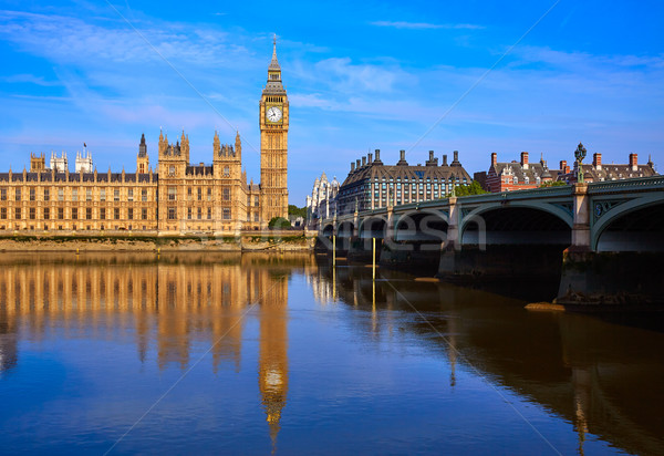 大本鐘 時鐘 塔 倫敦 英國 水 商業照片 © lunamarina
