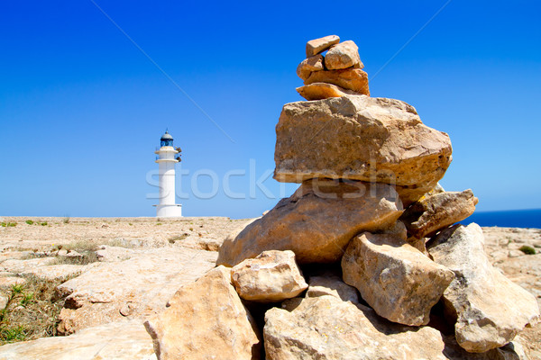 Barbaria formentera Lighthouse make a wish stones Stock photo © lunamarina