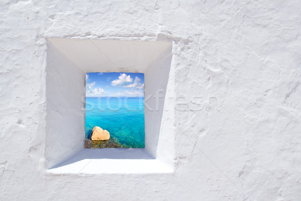 Ibiza mediterranean white wall window Stock photo © lunamarina