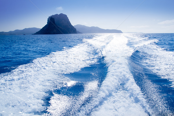 Es Vedra and Vedranell islands boat wake Stock photo © lunamarina