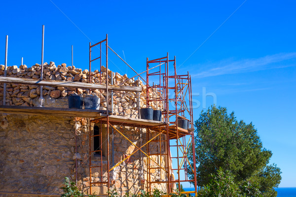 Mediterrán torony kőművesmunka javulás építkezés Spanyolország Stock fotó © lunamarina