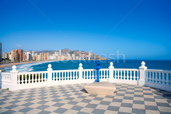 Benidorm balcon del Mediterraneo sea from white balustrade Stock photo © lunamarina