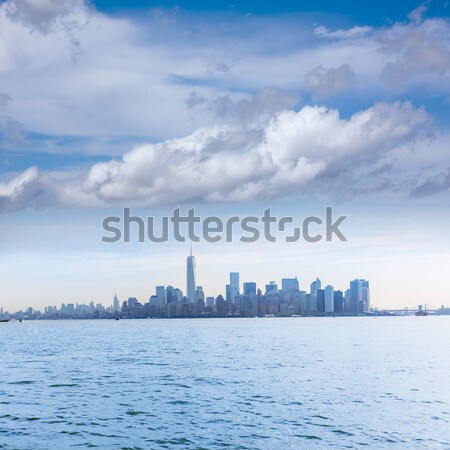 Manhattan skyline New York from Liberty Island Stock photo © lunamarina