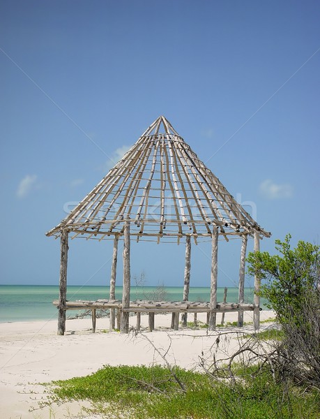 hut palapa construction wood structure Holbox Stock photo © lunamarina