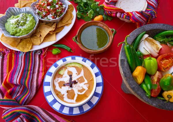Aztec soup from Mexico recipe Stock photo © lunamarina