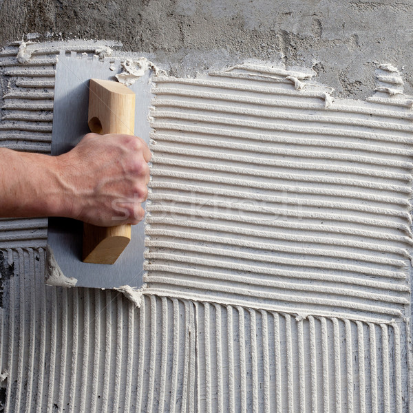 építkezés fehér cement csempék munka textúra Stock fotó © lunamarina