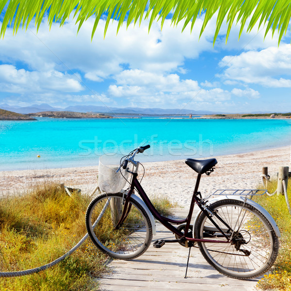 Bicycle in formentera beach on Balearic islands Stock photo © lunamarina