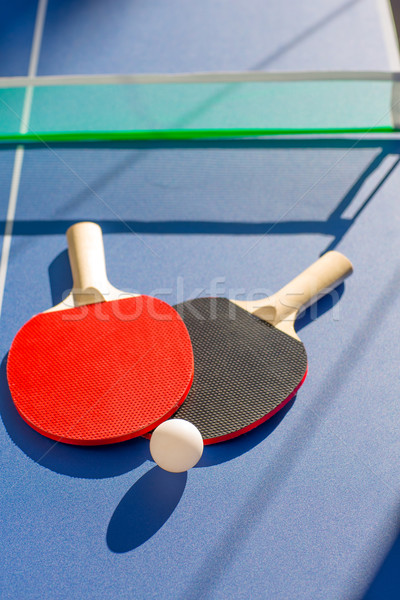 Tennis da tavolo ping pong due bianco palla blu Foto d'archivio © lunamarina