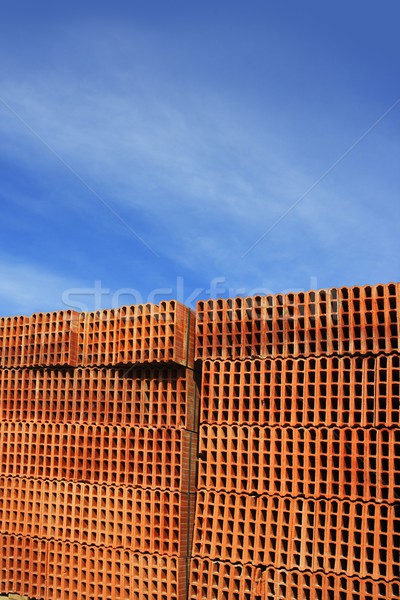 construction bricks stacked pattern red clay  Stock photo © lunamarina