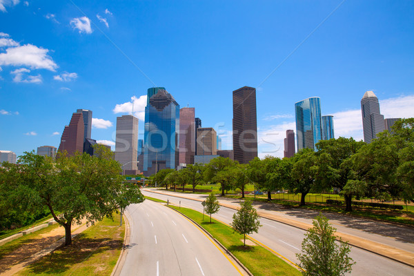 Houston Texas panoramę nowoczesne Błękitne niebo widoku Zdjęcia stock © lunamarina