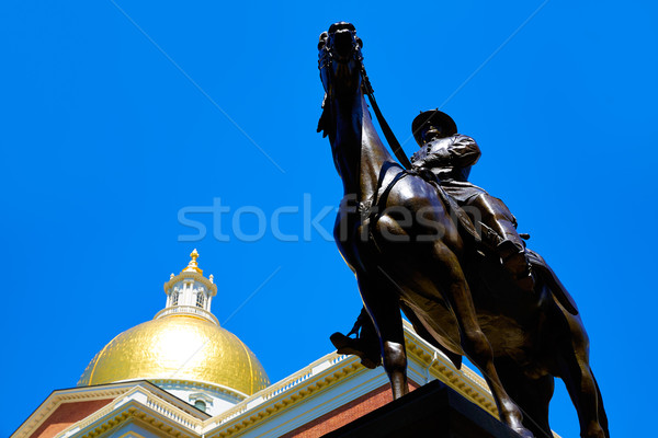 [[stock_photo]]: Boston · Massachusetts · maison · printemps · cheval · bleu