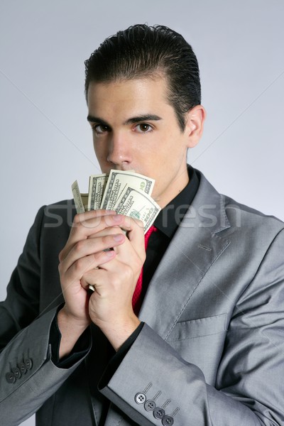 Foto stock: Empresario · dólar · notas · traje · empate · jóvenes