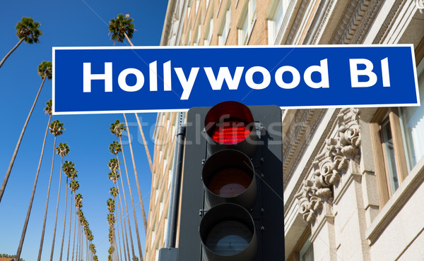 Hollywood Boulevard sign illustration on palm trees Stock photo © lunamarina