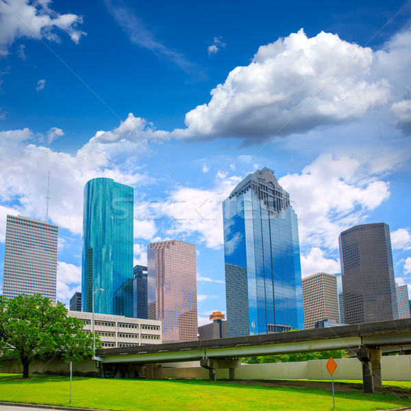 Houston Teksas ufuk çizgisi modern mavi gökyüzü görmek Stok fotoğraf © lunamarina