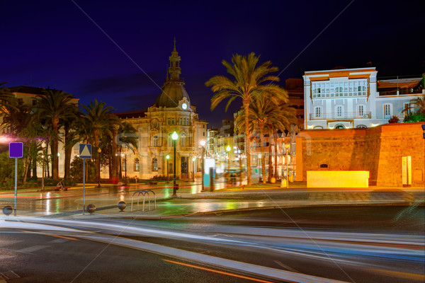 Ouvir Espanha pôr do sol cidade estrada edifício Foto stock © lunamarina