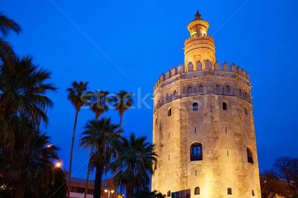 Seville torre del Oro sunset Sevilla Andalusia Stock photo © lunamarina