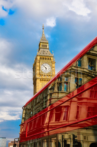 Big Ben zegar wieża Londyn autobus Anglii Zdjęcia stock © lunamarina